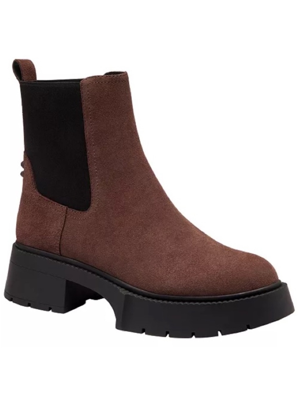 Coach Brown Suede Chelsea Boot with Black Elastic